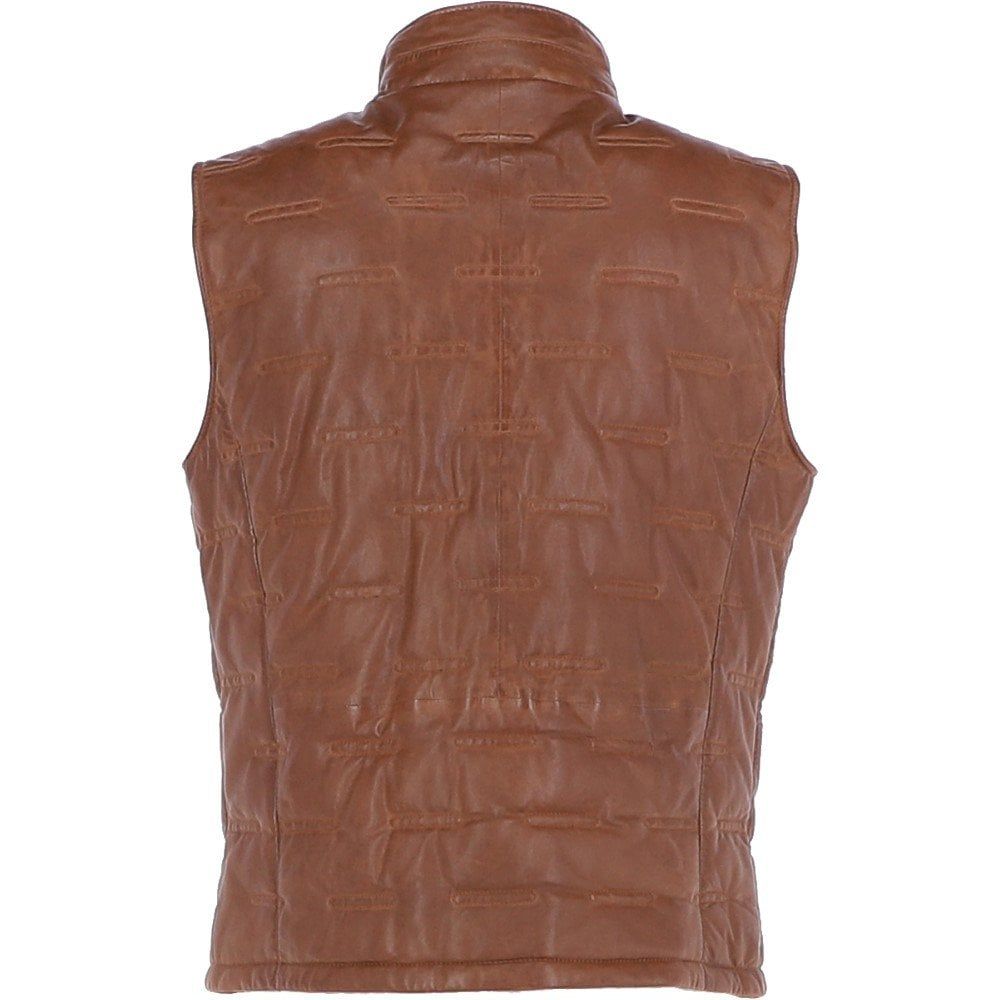 Men's Brown Quilted Leather Vest