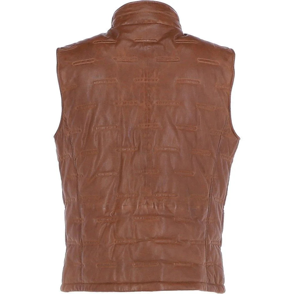 Men's Brown Quilted Leather Vest