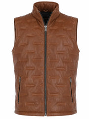 Men's Brown Quilted Leather Vest