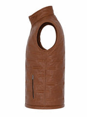 Men's Brown Quilted Leather Vest