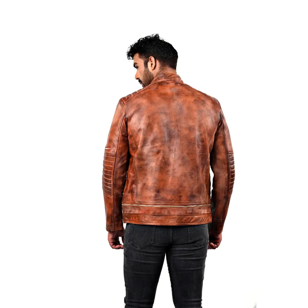 Men’s Brown Quiltrix Leather Jacket