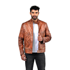 Men’s Brown Quiltrix Leather Jacket