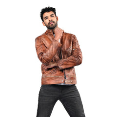 Men’s Brown Quiltrix Leather Jacket