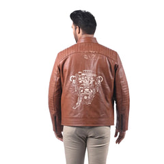 Men’s Brown Real Leather Clean Zip Jacket