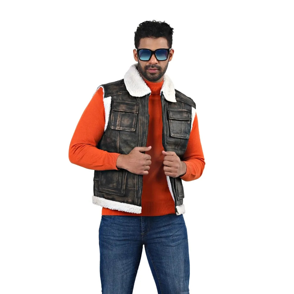 Men’s Brown Real Leather Vest
