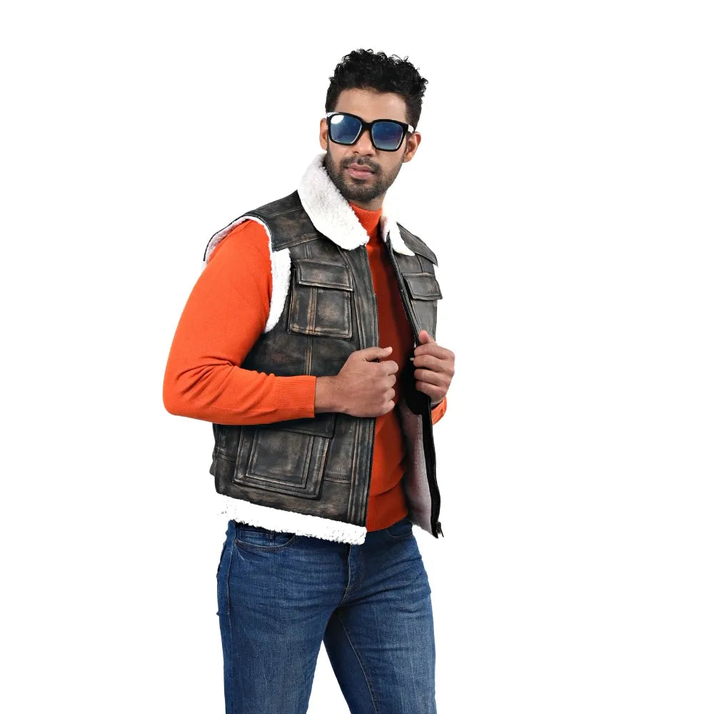 Men’s Brown Real Leather Vest