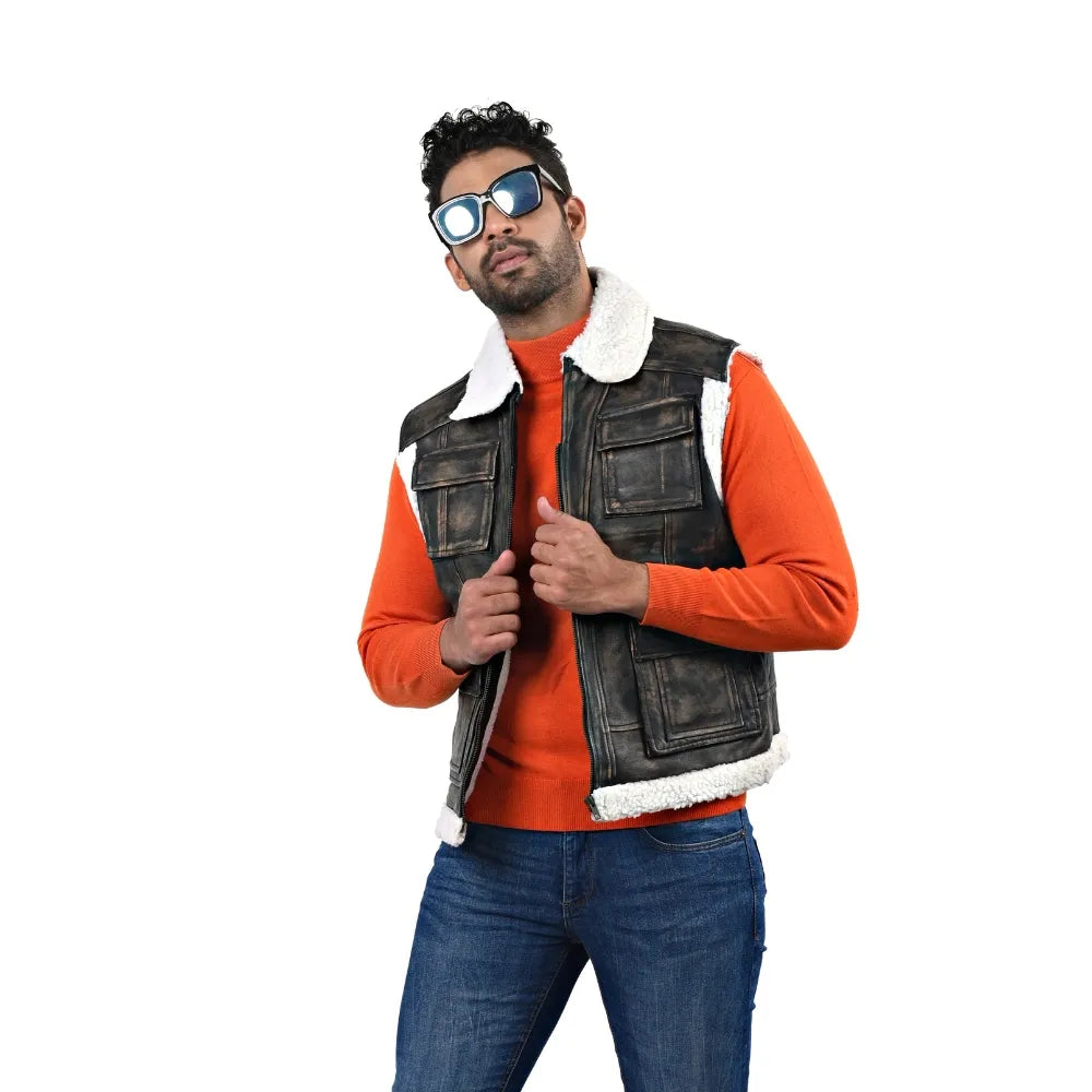 Men’s Brown Real Leather Vest