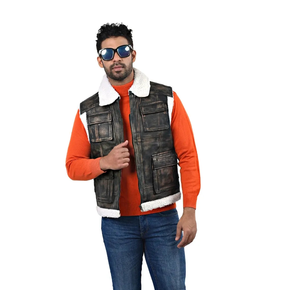 Men’s Brown Real Leather Vest