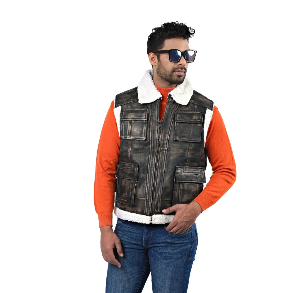 Men’s Brown Real Leather Vest