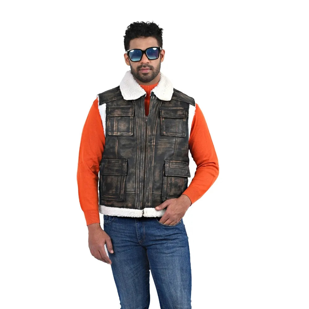 Men’s Brown Real Leather Vest