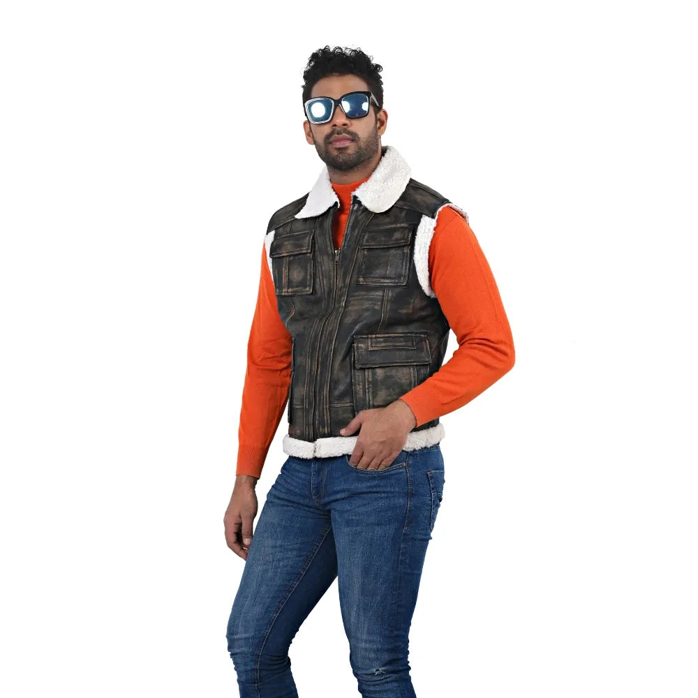 Men’s Brown Real Leather Vest