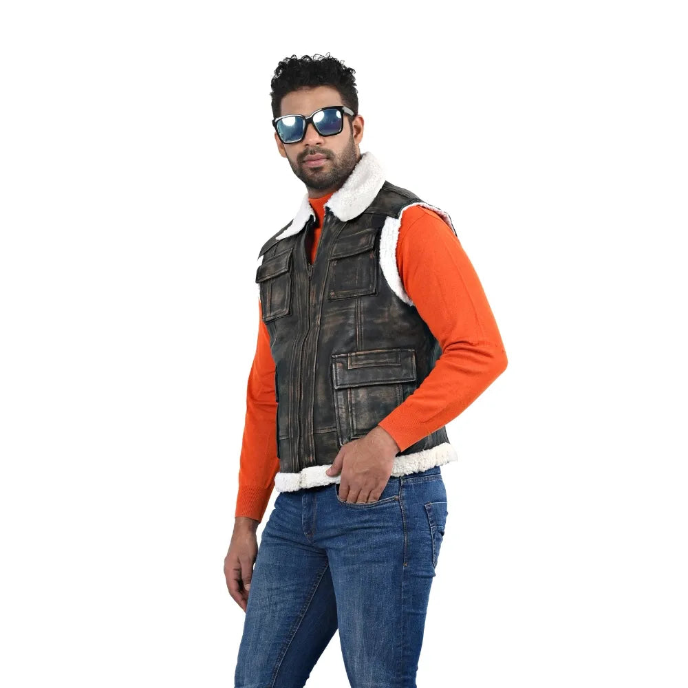 Men’s Brown Real Leather Vest