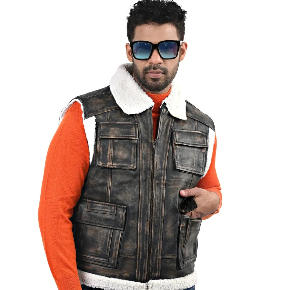Men’s Brown Real Leather Vest