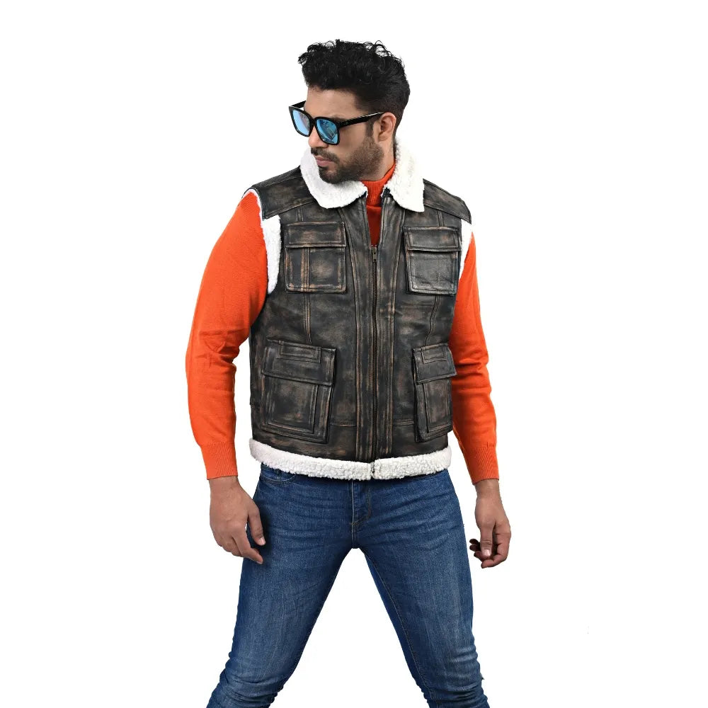 Men’s Brown Real Leather Vest