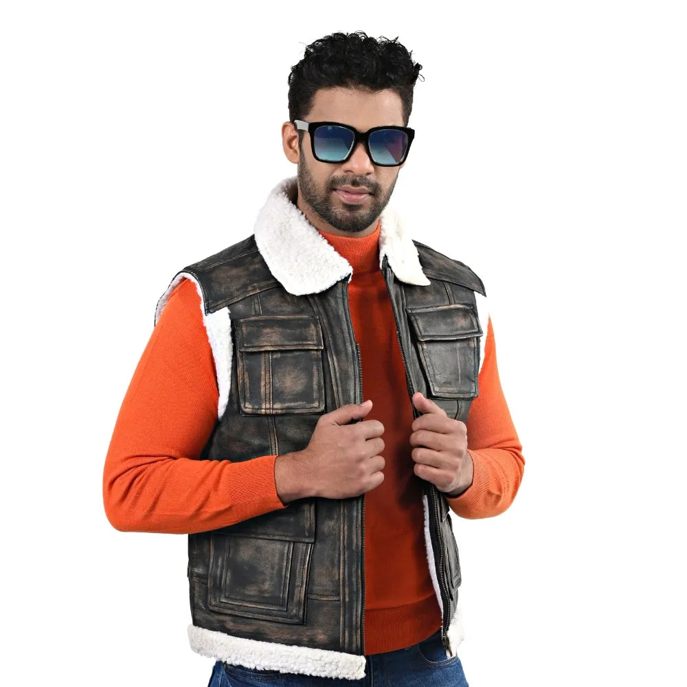 Men’s Brown Real Leather Vest