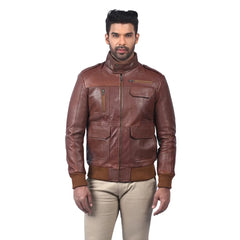 Men’s Brown Real Leather Zip Jacket