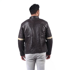Men’s Brown Ridgeband Leather Jacket