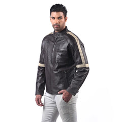 Men’s Brown Ridgeband Leather Jacket