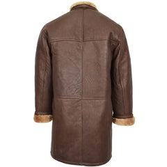 Men’s Brown Shearling Hooded Duffle Coat