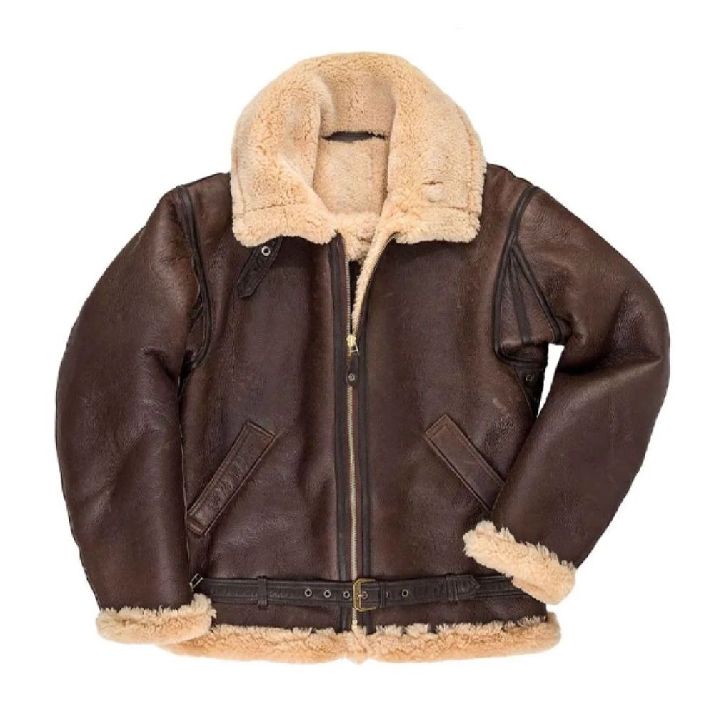 Men's Brown Shearling Leather Jacket 