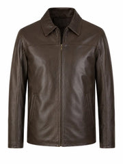 Men’s Brown Sheepskin Leather Jacket Front 