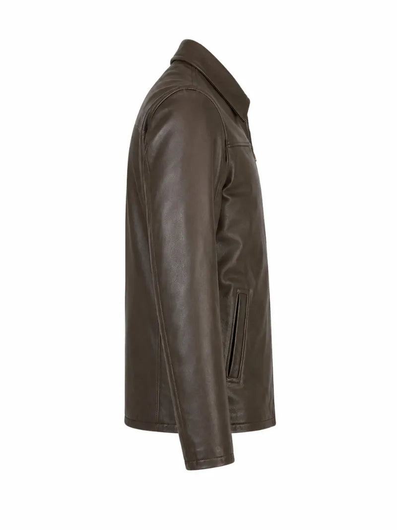 Men’s Brown Sheepskin Leather Jacket Right 