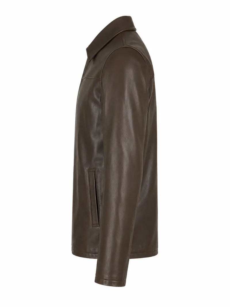Men’s Brown Sheepskin Leather Jacket Left 