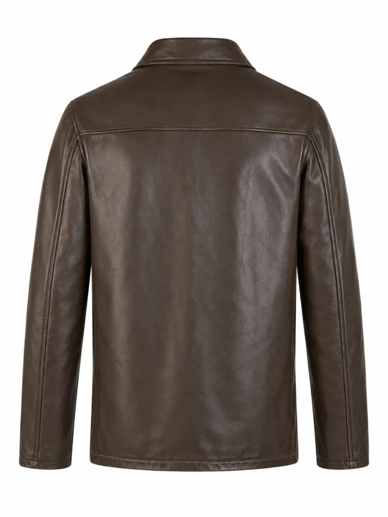 Men’s Brown Sheepskin Leather Jacket Back 