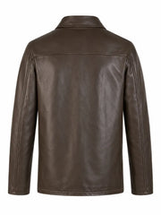 Men’s Brown Sheepskin Leather Jacket Back 