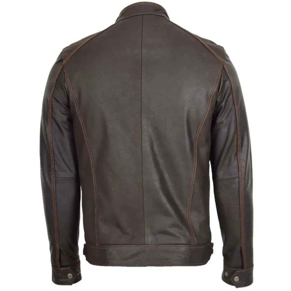 Men’s Brown Slim Fit  Biker Leather Jacket