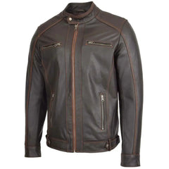 Men’s Brown Slim Fit  Biker Leather Jacket