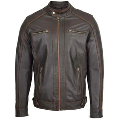 Men’s Brown Slim Fit  Biker Leather Jacket