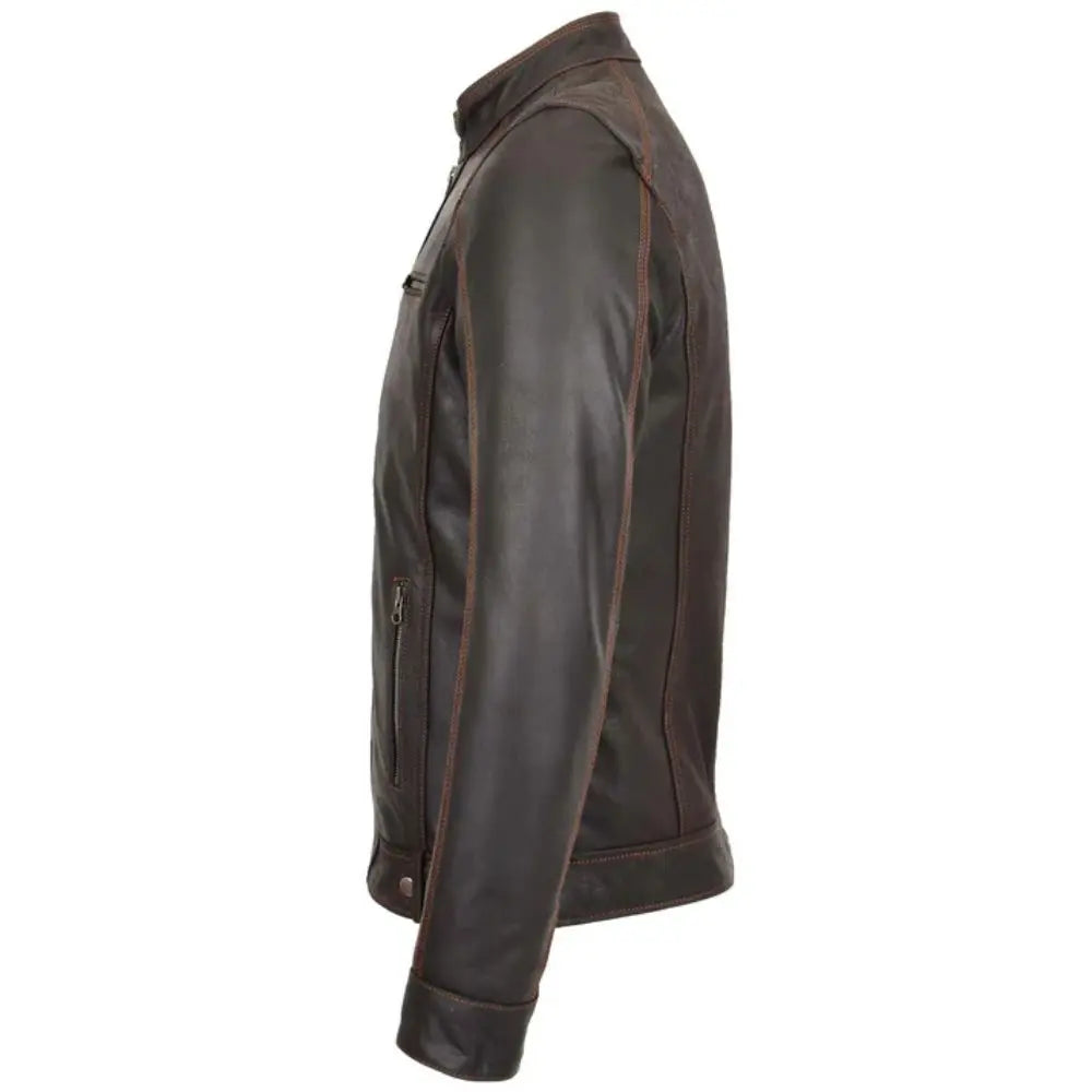 Men’s Brown Slim Fit  Biker Leather Jacket