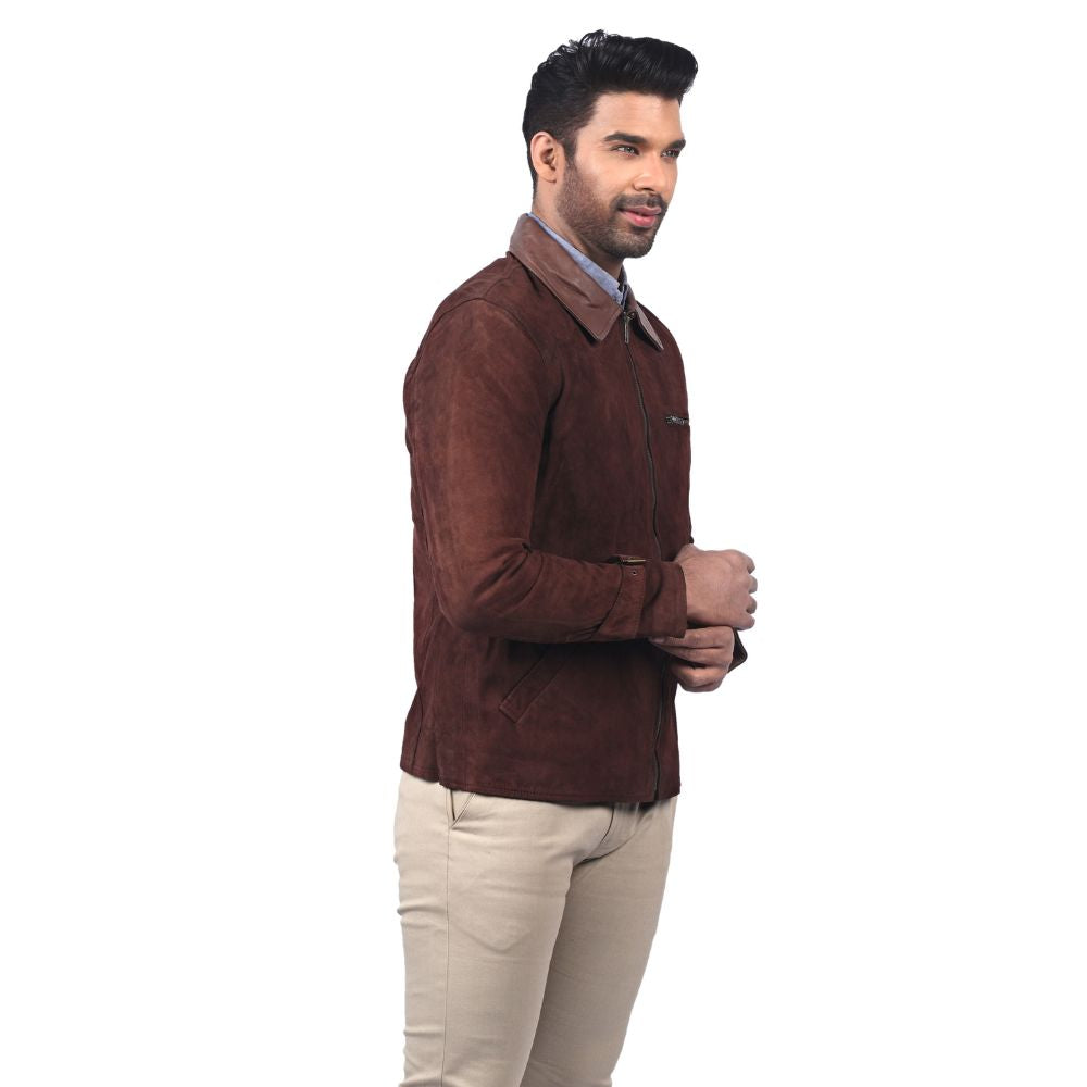 Men's Brown Suede Leather Jacket