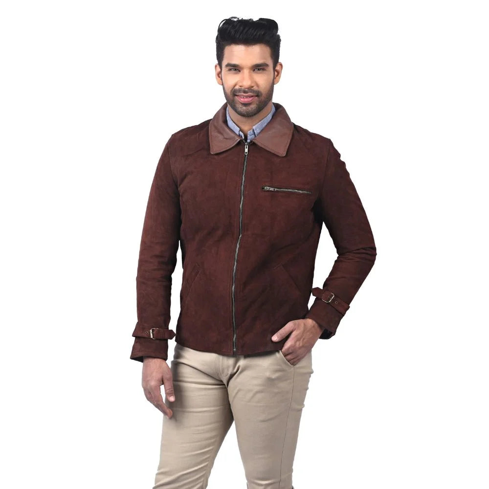 Men's Brown Suede Leather Jacket