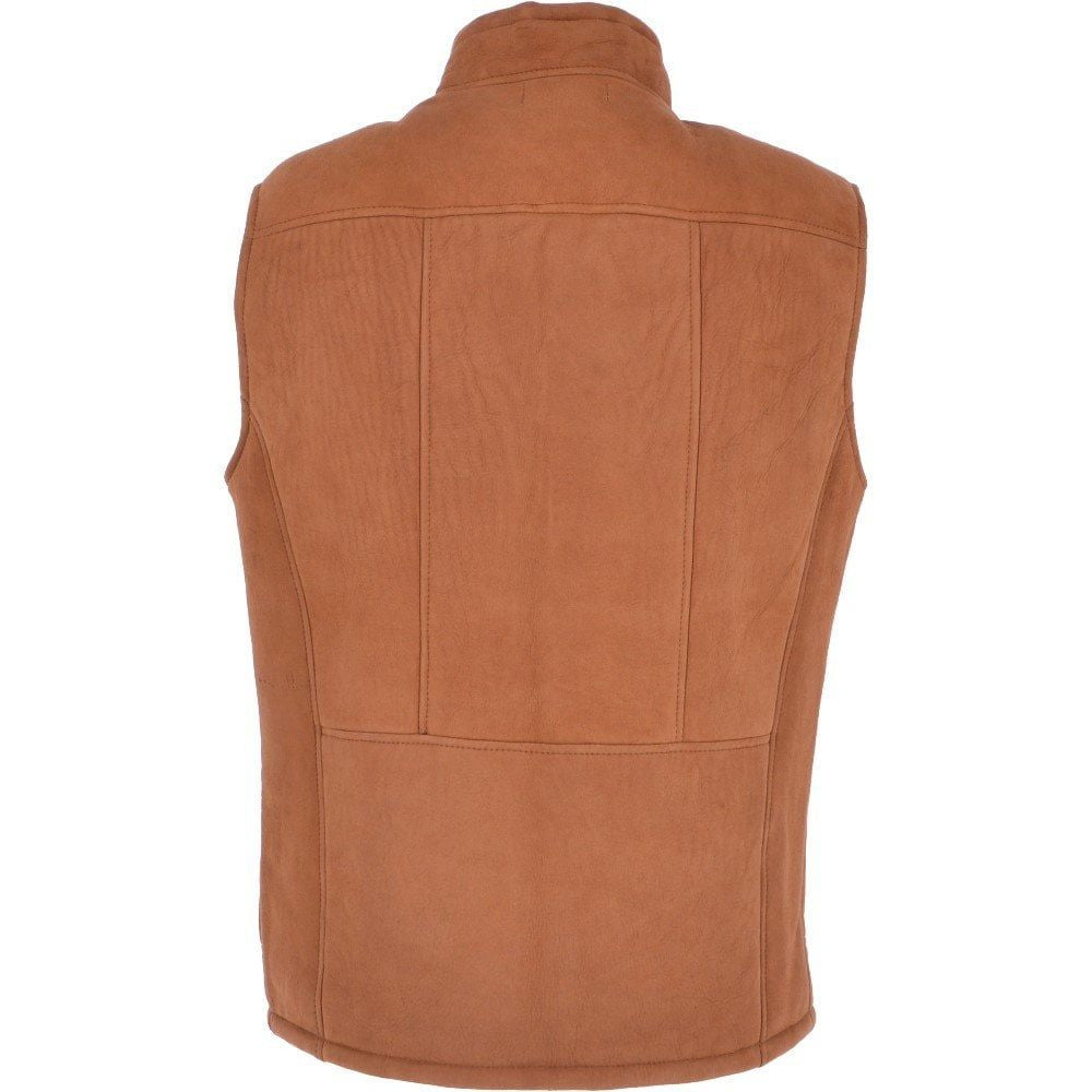 Men's Brown Suede Shearling-Lined Leather Vest