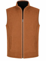 Men's Brown Suede Shearling-Lined Leather Vest