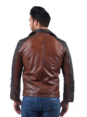 Men’s Brown and Black Leather Jacket Back