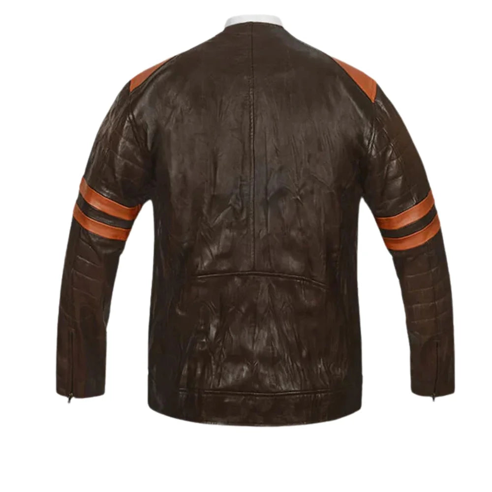 Men’s Brown and Tan Striped Leather Jacket