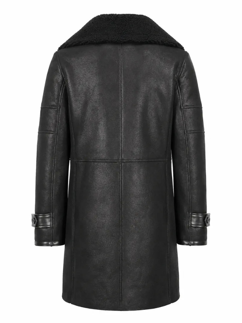 Men's Bryan Black Shearling Leather Full Length Coat