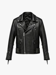 Men’s Buckle Leather Jacket Front