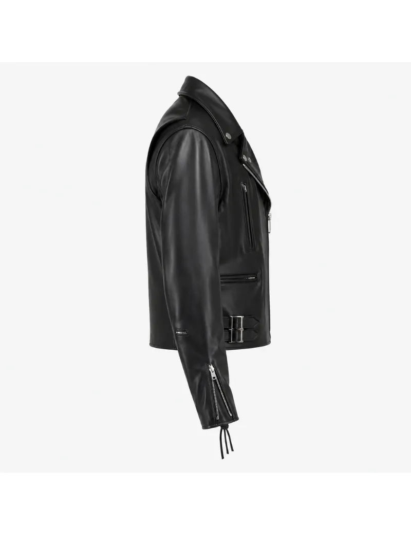 Men’s Buckle Leather Jacket Right 