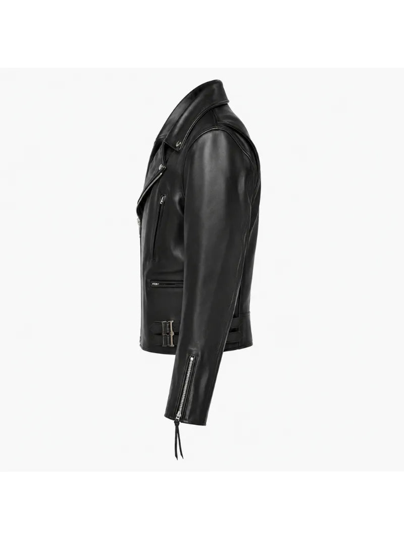 Men’s Buckle Leather Jacket Left 
