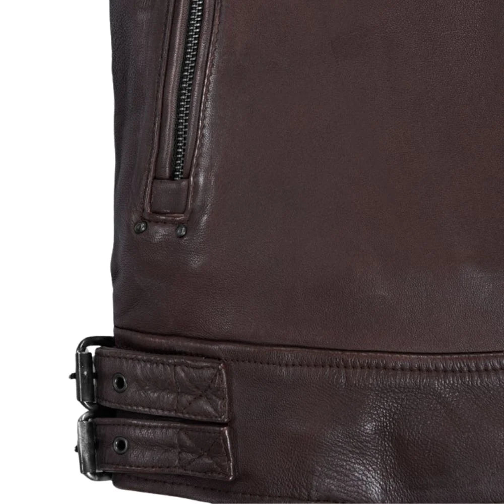 Men’s Burgundy Asymmetrical Leather Jacket