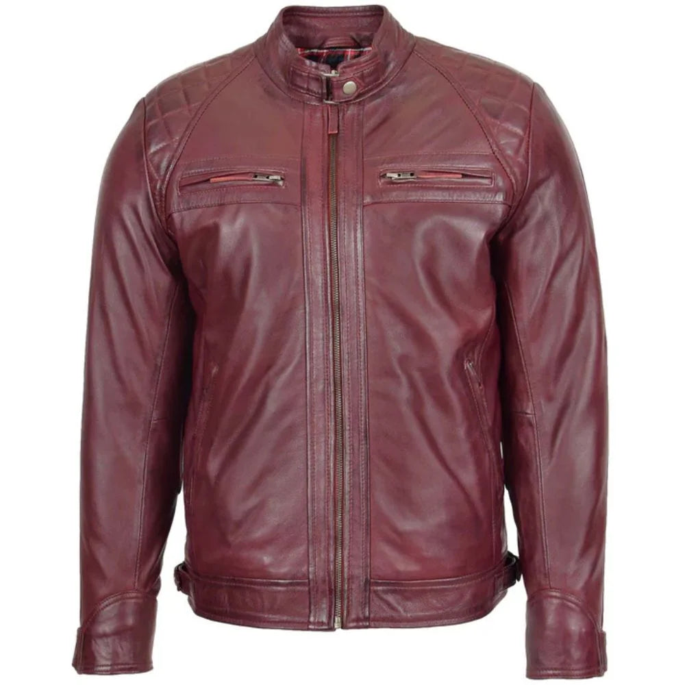 Men’s Burgundy Stylish Leather Jacket