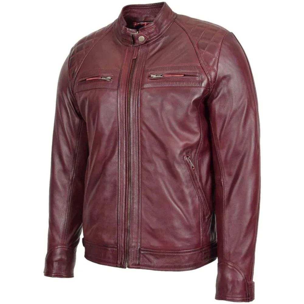 Men’s Burgundy Stylish Leather Jacket