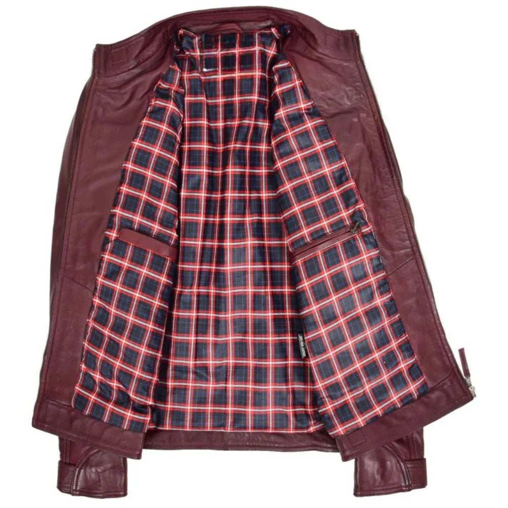 Men’s Burgundy Stylish Leather Jacket