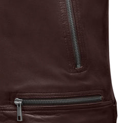 Men’s Burgundy Quilted Shoulder Leather Jacket