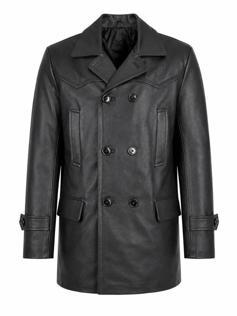 Men's Button up Leather Blazer