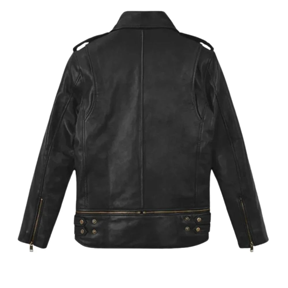 Men’s Classic Black Asymmetrical Leather Jacket